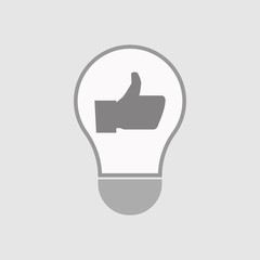 Isolated line art light bulb icon with a thumb up hand
