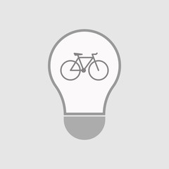 Isolated line art light bulb icon with a bicycle