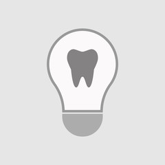 Isolated line art light bulb icon with a tooth