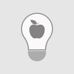 Isolated line art light bulb icon with an apple