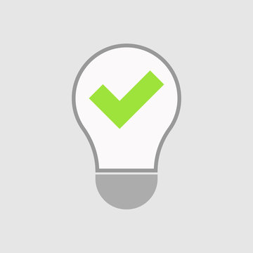 recommend clip art: Isolated line art light bulb icon with a check mark