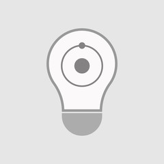 Isolated line art light bulb icon with an atom