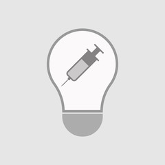 Isolated line art light bulb icon with a syringe