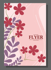 Flyers with abstract leaves and flowers on a beautiful background. It can be used as greeting card or invitation to the wedding. Vector