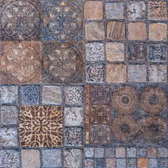 old tile mosaic in oriental style