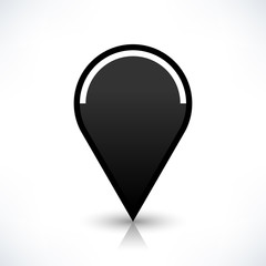Black map pin icon flat round location sign