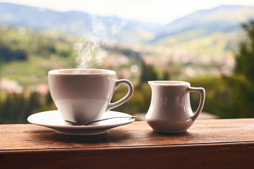 Morning coffee in the mountains