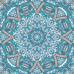 Seamless ornamental pattern of circular ornaments.