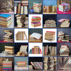 Obraz premium Collage of pictures from books. Back to school.
