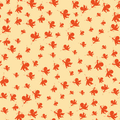 Cupid black silhouette. Valentines day symbol. Vector cupid arrow. Vintage cupid illustration 