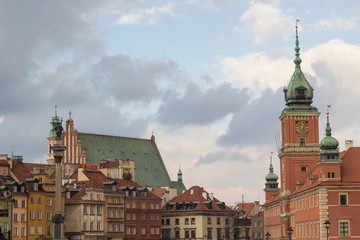 Fototapeta premium Warzsaw stare miasto gród podczas zachodu słońca