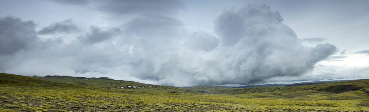 clouds above the hills in Iceland