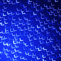 Blue neon figures on a dark background.