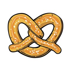 Pretzel. Vintage vector flat illustration