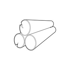 Logs icon in outline style isolated on white background. Felling symbol