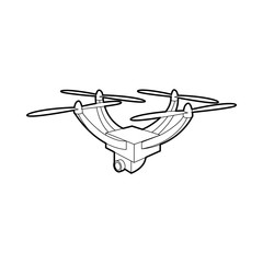 Fototapeta na wymiar Drone with camera icon in outline style isolated on white background. Fly symbol