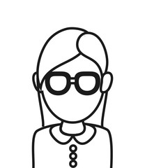flat design faceless woman with glasses portrait icon vector illustration