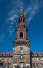 Christianborg palace front view in Copenhagen, Denmark