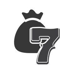 seven money bag casino vegas icon. Flat and Isolated design. Vector illustration