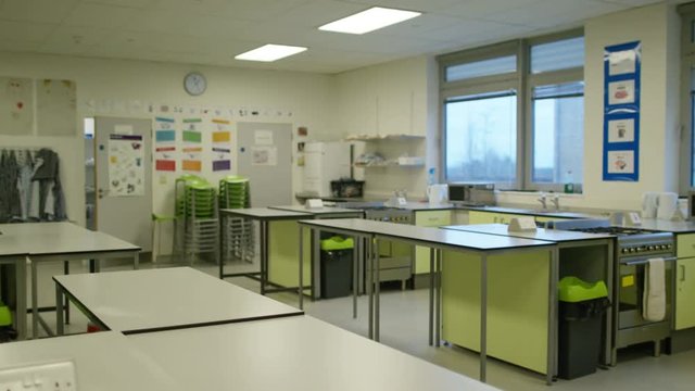  Interior View Of Empty Kitchen In Modern School Building