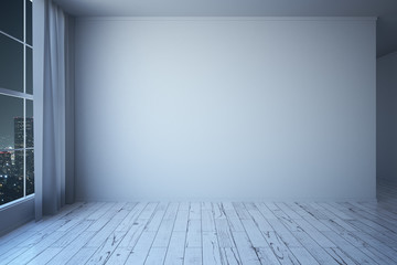 Blank wall in room at night