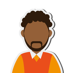 flat design dark skin faceless man portrait icon vector illustration