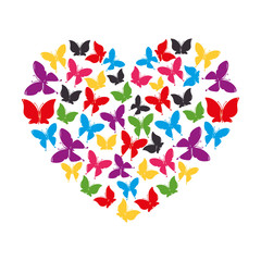 Naklejki  heart of butterflies animal insect love color wings nature fly vector illustration isolated