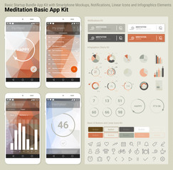 Flat design responsive UI mobile app and website template