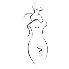  silhouette of a woman in a dress, vector illustration