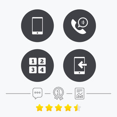 Phone icons. Call center support symbol.