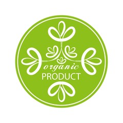 emblem of the green eco-organic product in the circle design