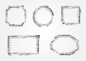 Set of isolated empty frames. Grunge, scribble.