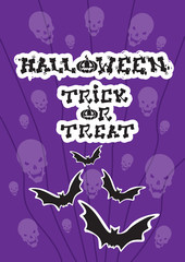 Happy Halloween Banner Bat Vampire Party Invitation Card