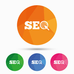 SEO sign icon. Search Engine Optimization symbol.