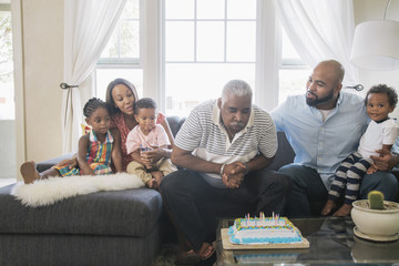 African American family celebrating birthday
