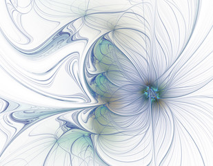Obrazy  Streszczenie piękny niebieski kwiat na białym tle fraktali