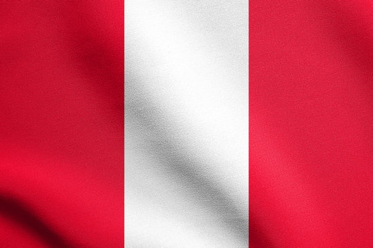Flag of Peru waving with fabric texture