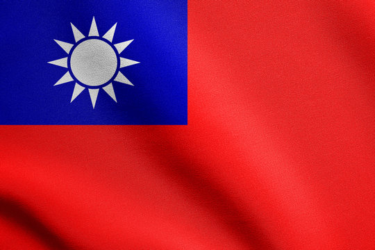 Flag of Taiwan waving with fabric texture