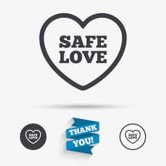 Safe love sign icon. Safe sex symbol.