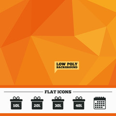 Sale gift box tag icons. Discount symbols.