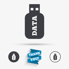 Usb Stick sign icon. Usb flash drive button.