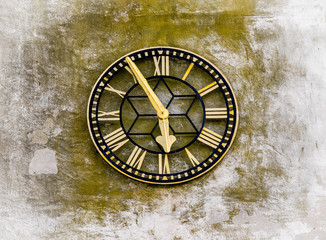 Fototapeta na wymiar The Clock -St James Church, Manorbier, Pembrokeshire, Wales.