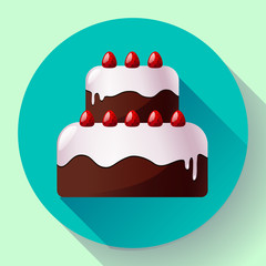 Vector chocolate wedding cake with Strawberries