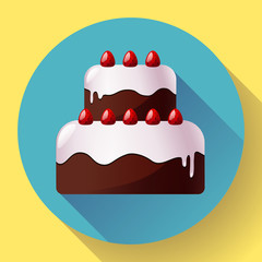 Vector chocolate wedding cake with Strawberries