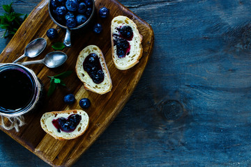 Blueberry jam sandwiches