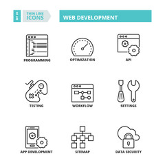 Thin line icons. Web development
