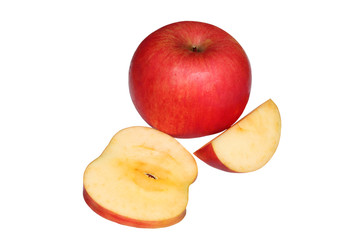Naklejka na ściany i meble fresh sweet small apples and a cut one on a white background