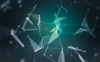 Abstract polygonal space low poly dark background, 3d rendering