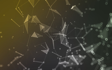 Abstract polygonal space low poly dark background, 3d rendering