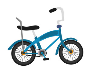 flat design single blue bike icon vector illustration